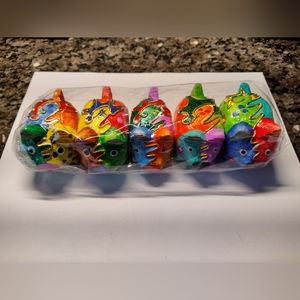 Wooden Colorful Pig Decoration in Packaging 5 pieces